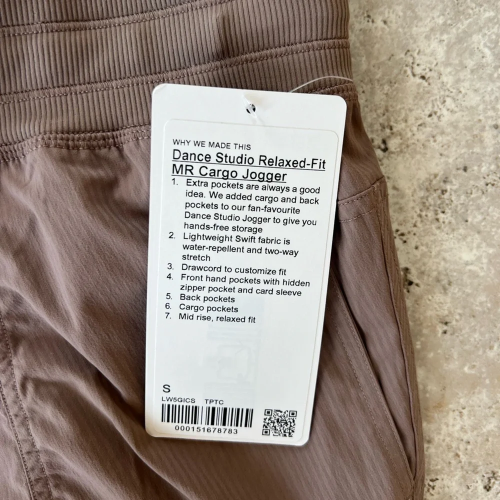 Lululemon NWT Dance Studio Relaxed-Fit Mid-Rise Cargo Jogger, Taupe Brown, S